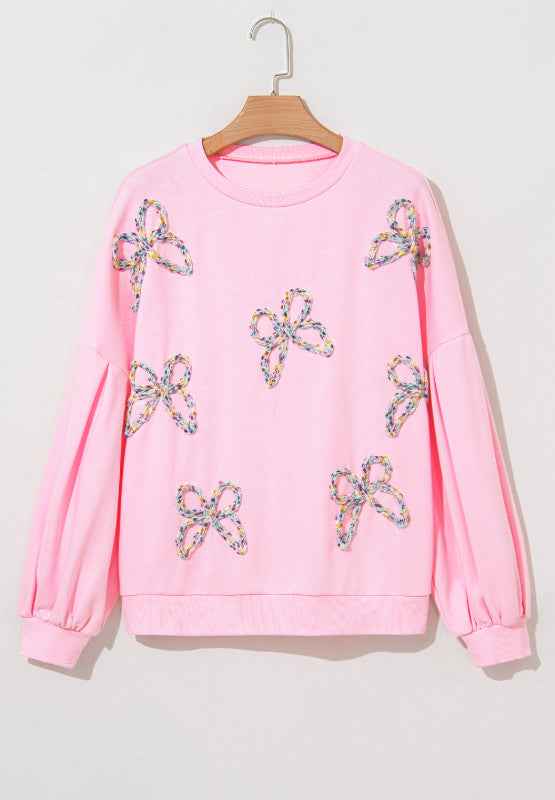 Bow Round Neck Long Sleeve Sweatshirt by Wild and Free Boutique