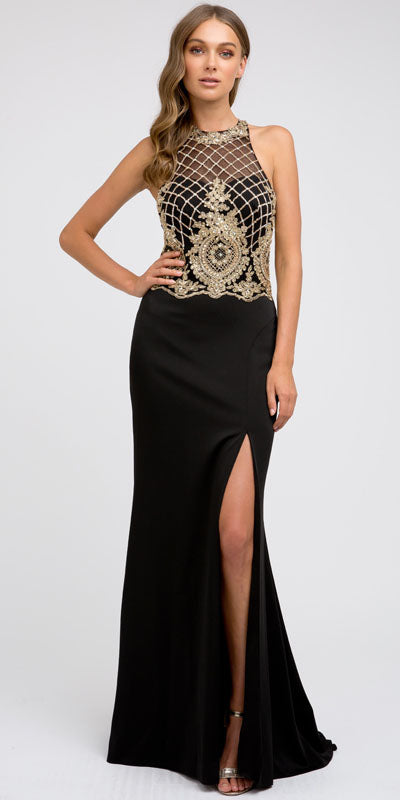 Juliet 614 Sexy Floor Length Formal Gown Cut Out Back Slit by DiscountDressShop