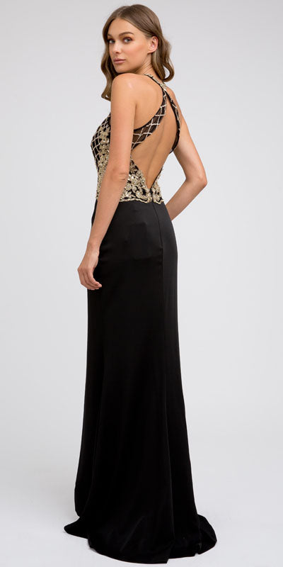 Juliet 614 Sexy Floor Length Formal Gown Cut Out Back Slit by DiscountDressShop