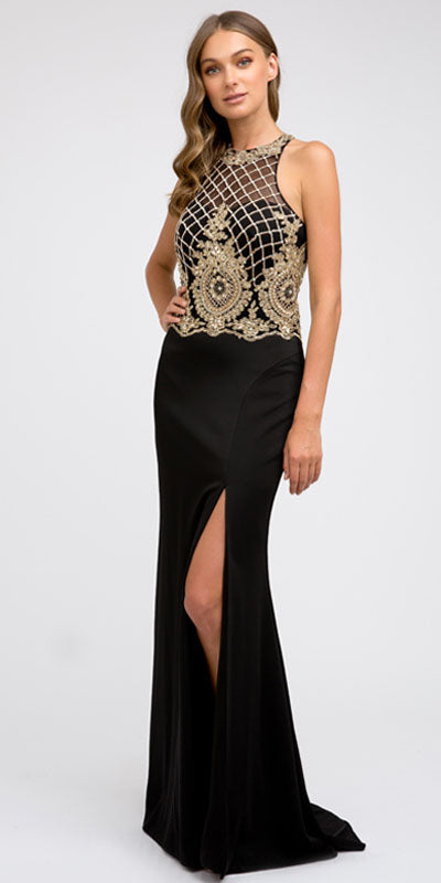 Juliet 614 Sexy Floor Length Formal Gown Cut Out Back Slit by DiscountDressShop