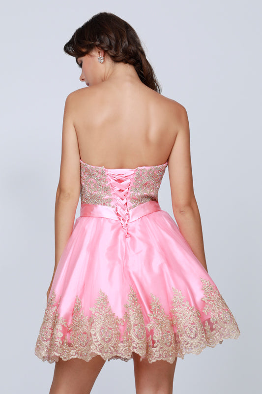 Juliet 759 Short Sweetheart Neckline Strapless Dress with Bow by DiscountDressShop