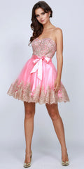 Juliet 759 Short Sweetheart Neckline Strapless Dress with Bow by DiscountDressShop
