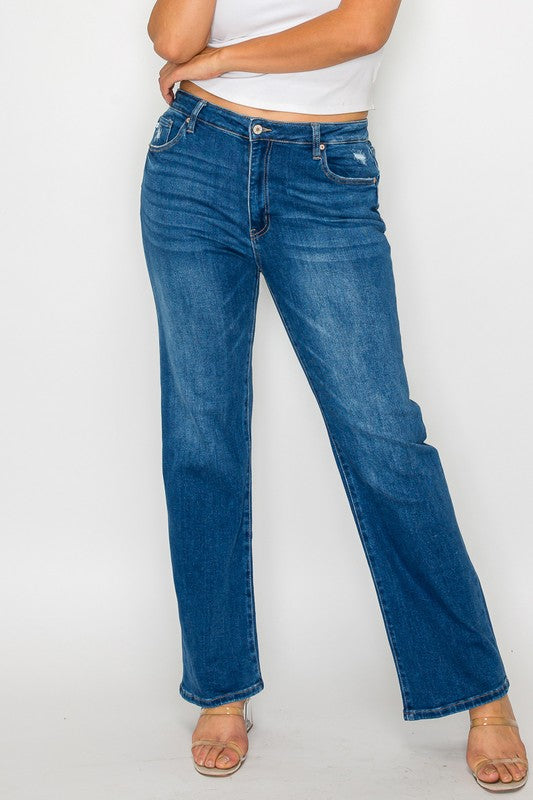 bytos Full Size Cat's Whiskers High Rise Straight Jeans by Wild and Free Boutique