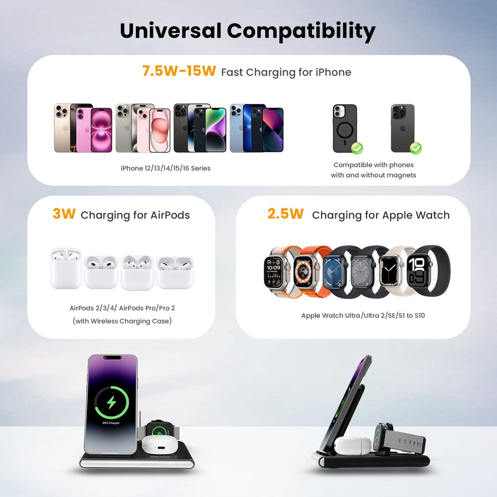 PowerGlow - Jabees PowerGlow 4-In-1 Foldable Wireless Charging Station with LED Night Light by DC-Jabees