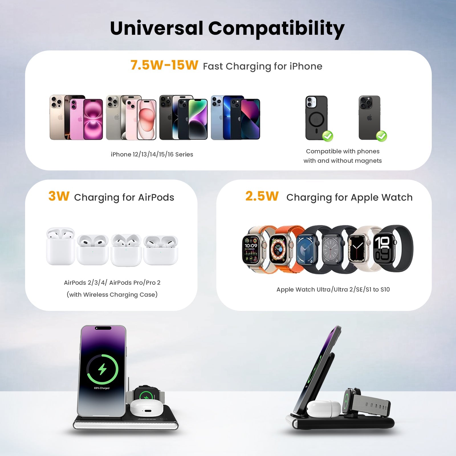 PowerGlow - Jabees PowerGlow 4-In-1 Foldable Wireless Charging Station with LED Night Light by DC-Jabees