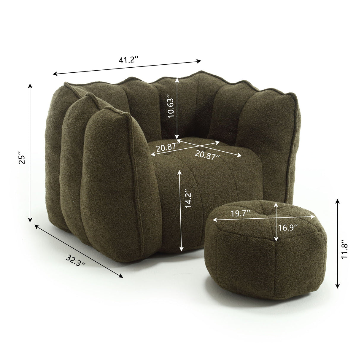 Soft Bean Bag Chair With High Resilient Foam by Unique Piece Furniture