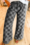 Checkered Wide Leg Jeans with Pockets by Wild and Free Boutique