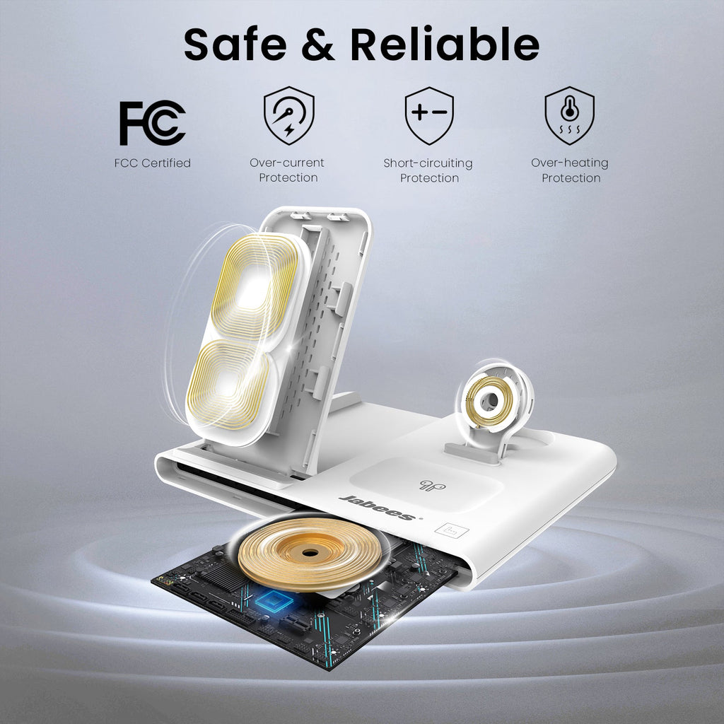 PowerGlow - Jabees PowerGlow 4-In-1 Foldable Wireless Charging Station with LED Night Light by DC-Jabees