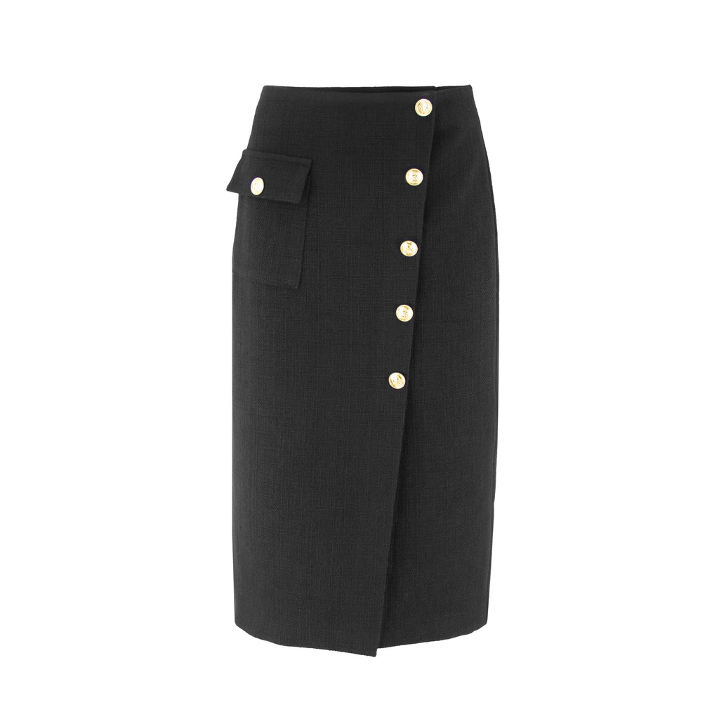 WOOL BUTTON SKIRT by profile-nyc