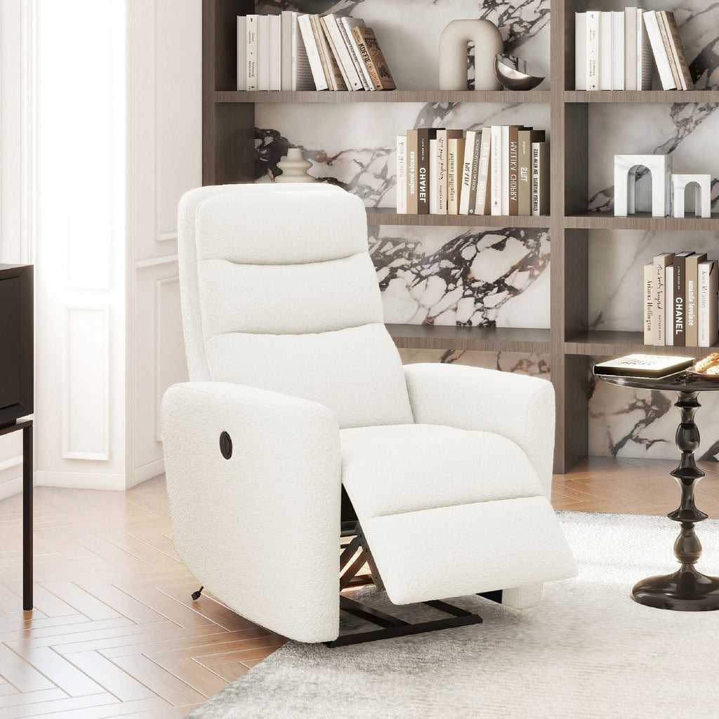 Bloomy - High Back Power Recliner Motion Chair - Chiffon White by Unique Piece Furniture