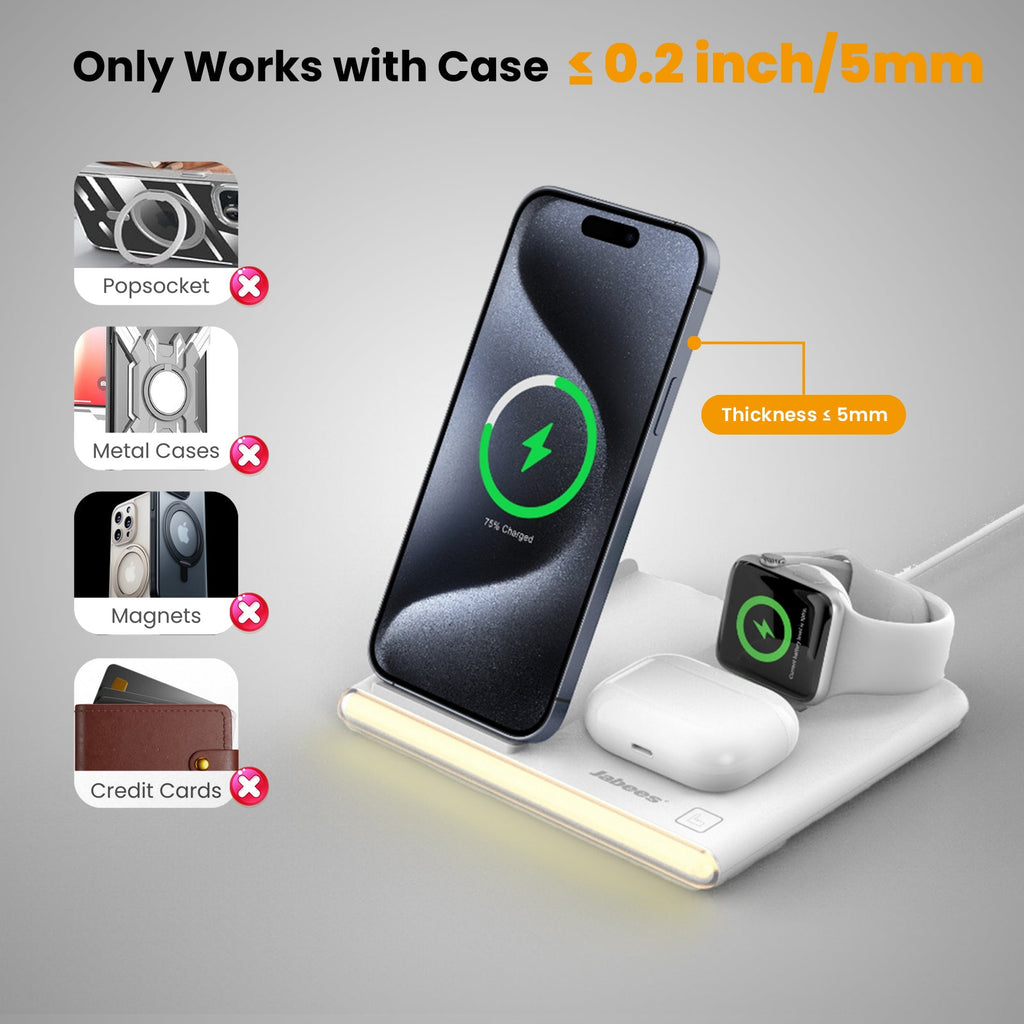 PowerGlow - Jabees PowerGlow 4-In-1 Foldable Wireless Charging Station with LED Night Light by DC-Jabees
