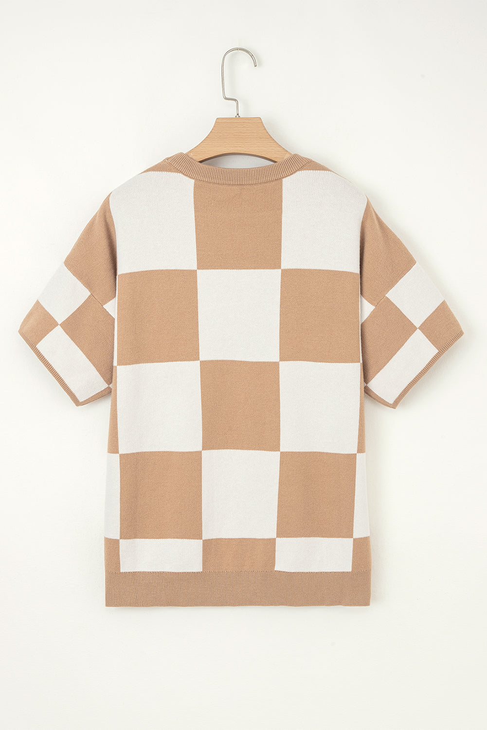Black Checkered Pattern Loose Drop Shoulder Half Sleeve Sweater by Wild and Free Boutique