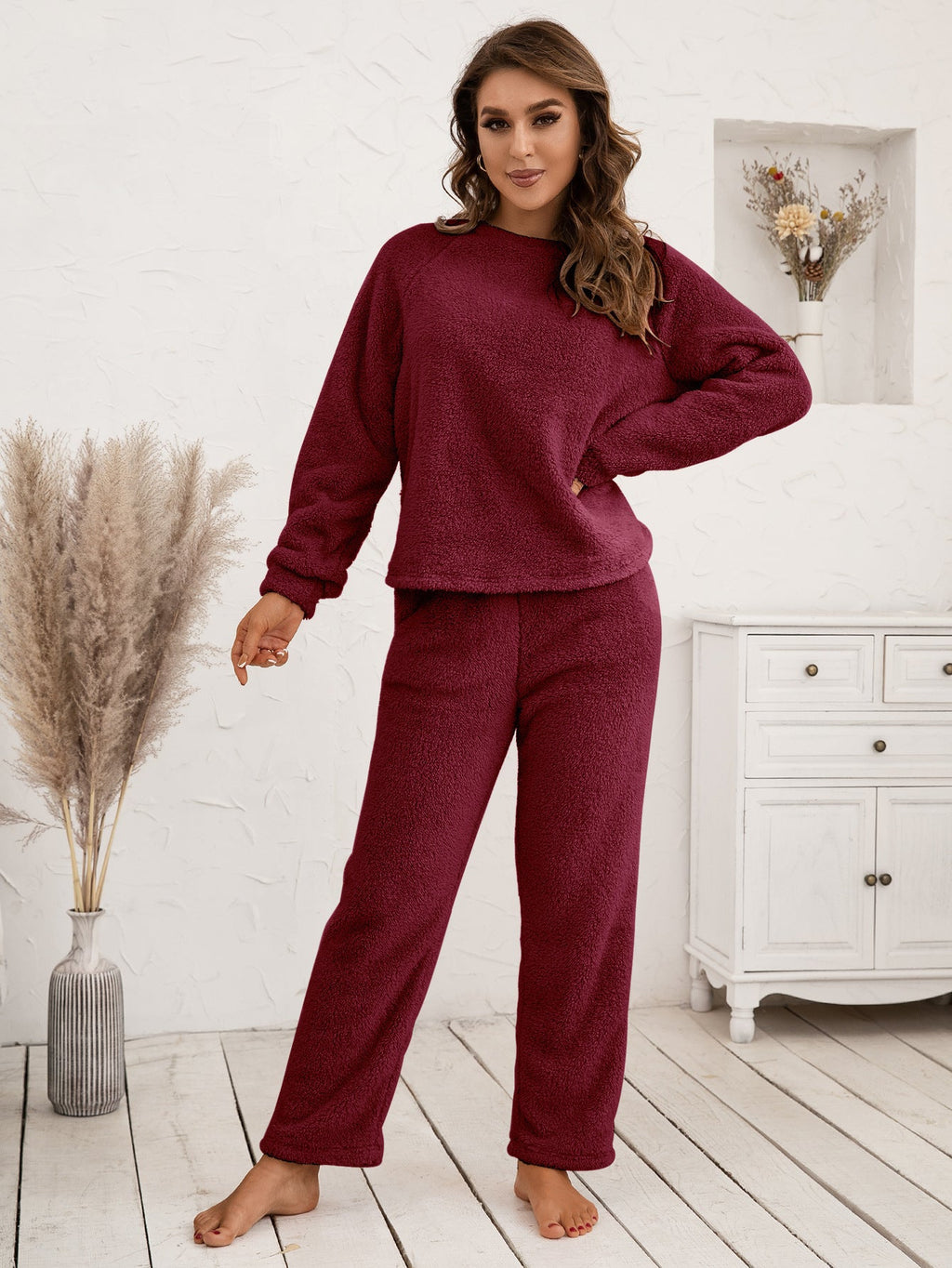 Ivy Lane Teddy Long Sleeve Top and Pants Lounge Set by Wild and Free Boutique