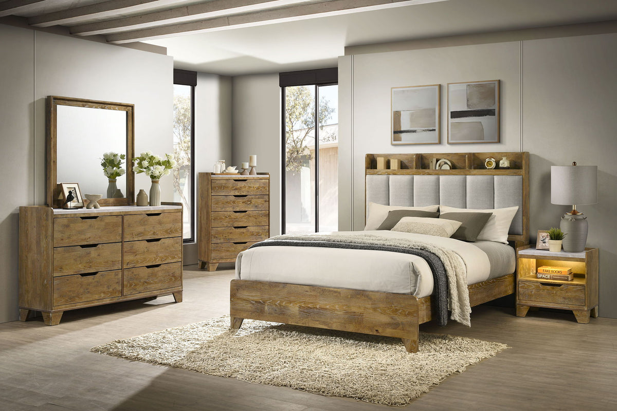Henderson 5-piece Eastern King Bedroom Set Medium Oak by Unique Piece Furniture