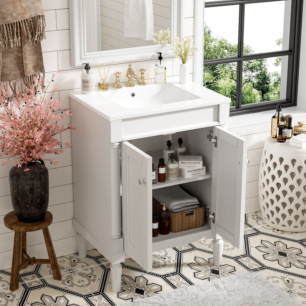 Bathroom Vanity With Top Sink, 2 Tier Storage Cabinet by Unique Piece Furniture