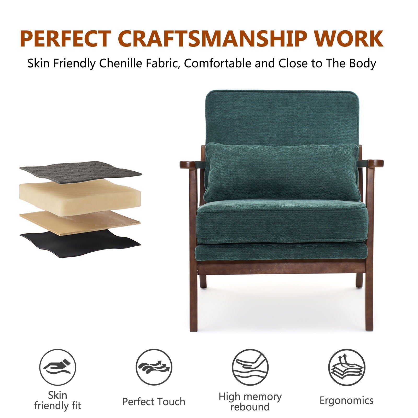 Living Room Chair With Lumbar Pillow by Unique Piece Furniture