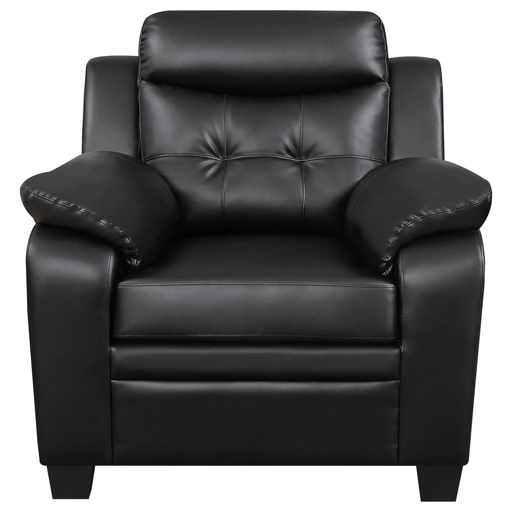 Finley Upholstered Padded Arm Tufted Accent Chair Black by Unique Piece Furniture