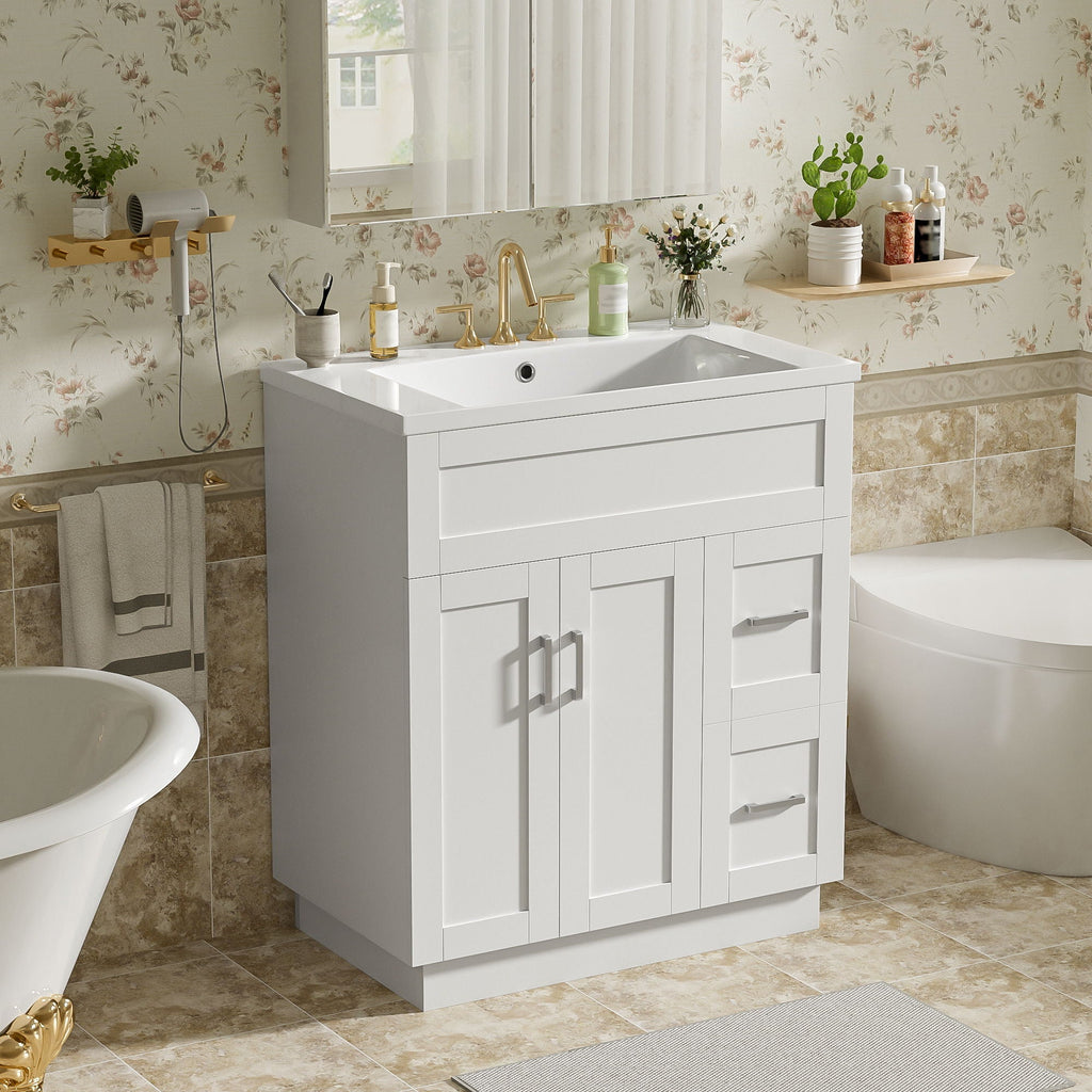 Bathroom Vanity With 2 Doors, 2 Drawers, Adjustable Shelf, Hidden Slides & Soft Close Hinges by Unique Piece Furniture