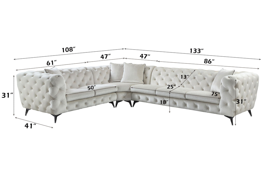 Atronia - Sectional Sofa With 4 Pillows - Beige by Unique Piece Furniture