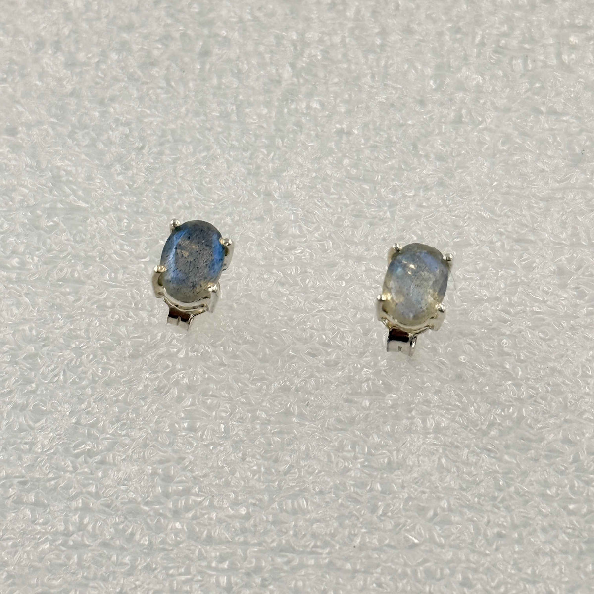 Sterling Silver Oval Labradorite Post Earrings Size 3 by Sacred Crystals