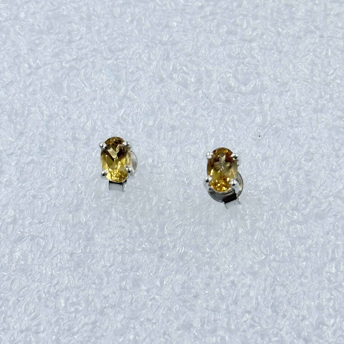 Sterling Silver Oval Citrine Post Earrings Size 3 by Sacred Crystals