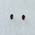 Sterling Silver Oval Garnet Post Earrings Size 4 by Sacred Crystals