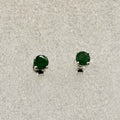 Sterling Silver Round Emerald Post Earrings Size 2 by Sacred Crystals