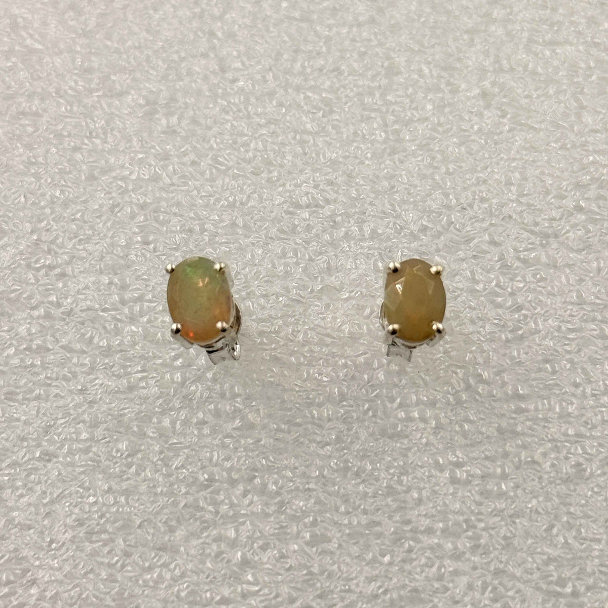 Sterling Silver Oval Ethiopian Opal Post Earrings Size 2 by Sacred Crystals