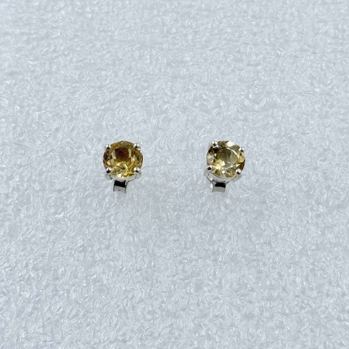 Sterling Silver Round Citrine Post Earrings Size 2 by Sacred Crystals