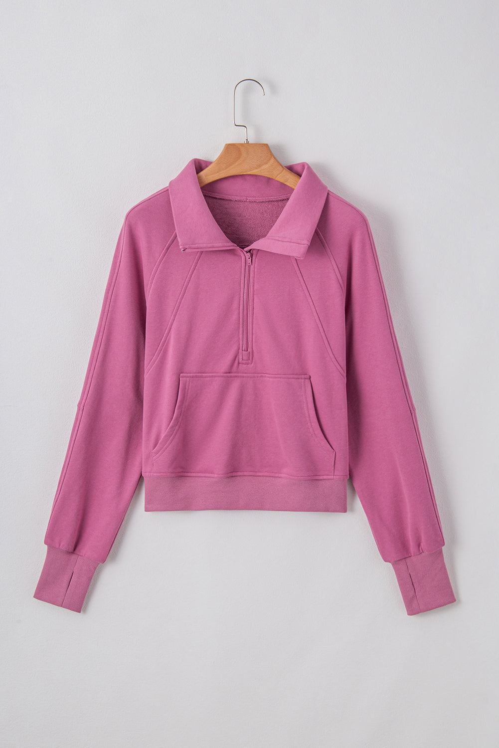 Smoke Green Quarter Zip Stand Neck Kangaroo Pocket Sweatshirt by Wild and Free Boutique
