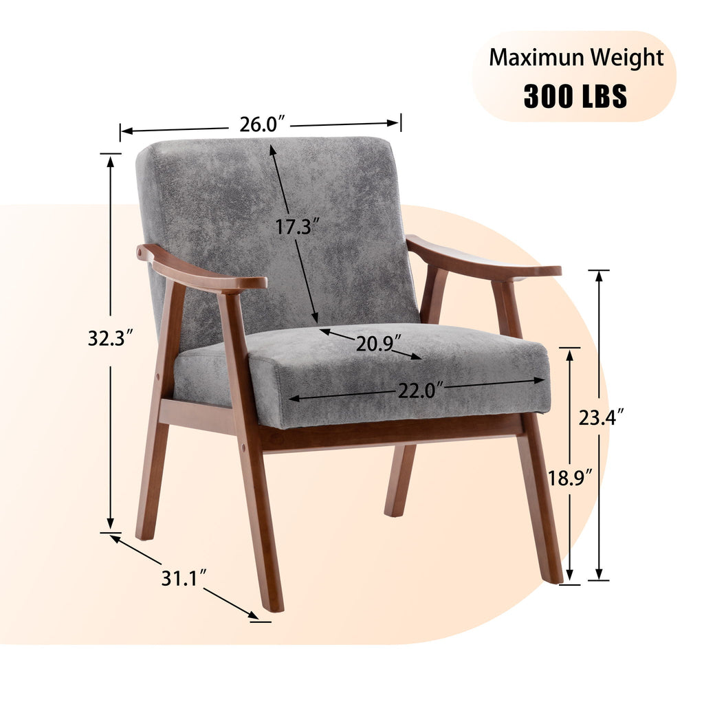 Mid Century Modern Accent Chair With Solid Wood Frame And Extra Thick Backrest by Unique Piece Furniture