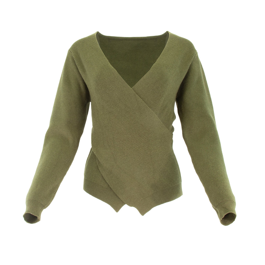FAUX WRAP SWEATER by profile-nyc