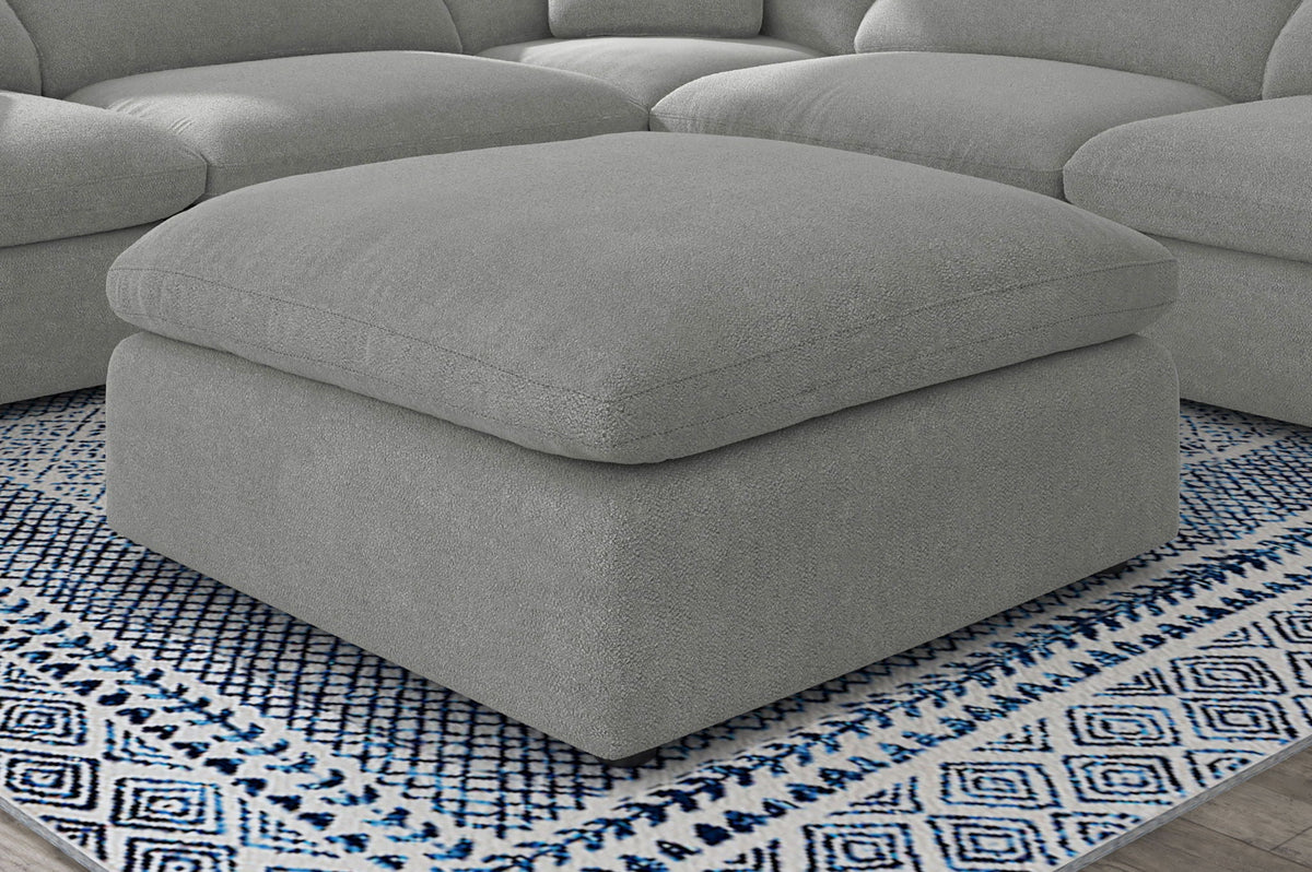 Raleigh Boucle Upholstered Ottoman Grey by Unique Piece Furniture