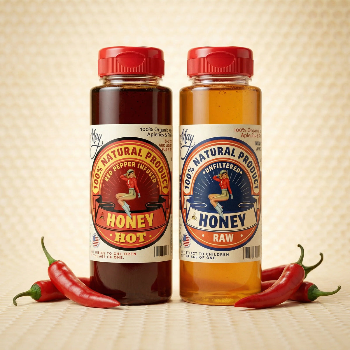 Raw Honey & Hot Honey Duo - Sweet Heat 2-Pack Gift Set | Small Batch Farm Grown | Lady May by The Lady May