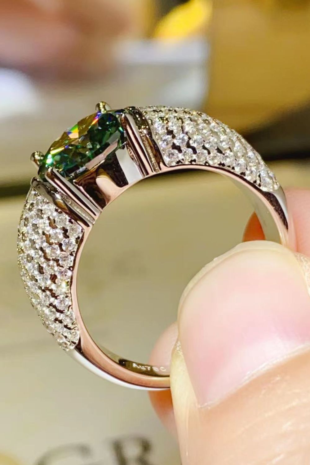 3 Carat Moissanite Side Stone Ring by Wild and Free Boutique