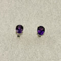 Sterling Silver Oval Amethyst Post Earrings Size 3 by Sacred Crystals