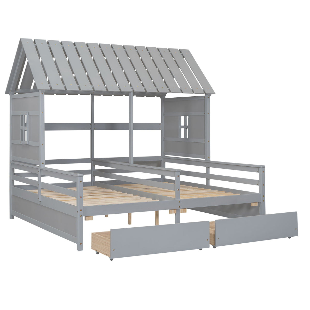 House Platform Beds With 2 Drawers, Side By Side Design by Unique Piece Furniture