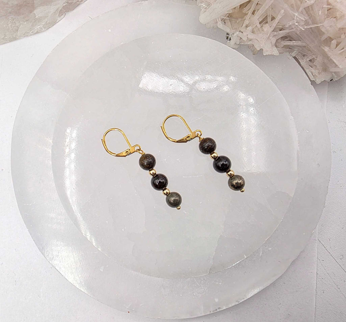 STAY IN MY POWER - Pyrite, Bronzite, Garnet Jewelry Set by Sacred Crystals