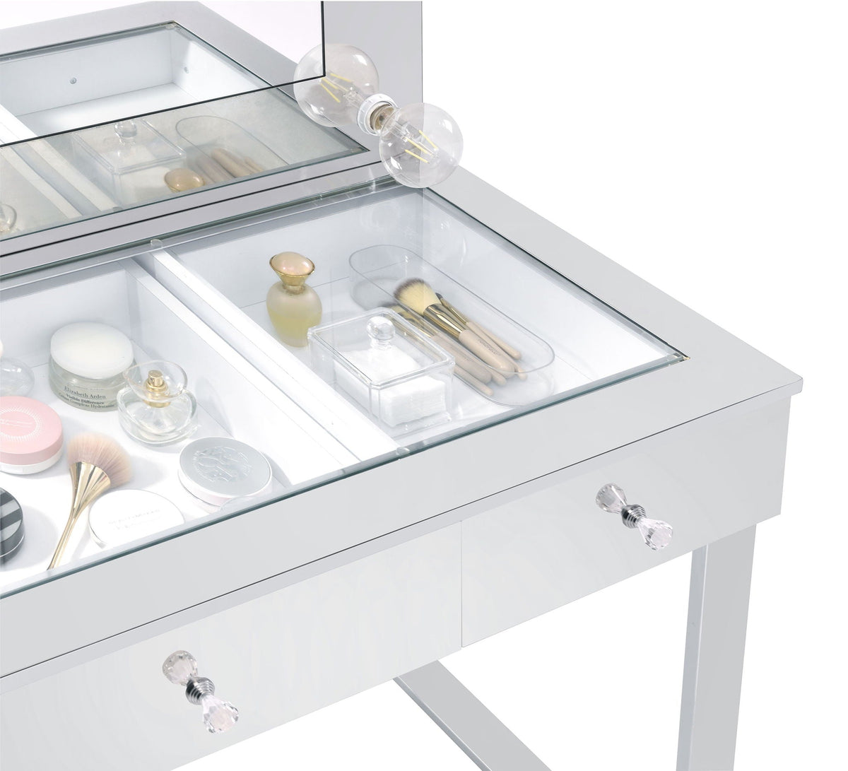 Umbridge 3-drawer Vanity Set with Lighting Chrome and White by Unique Piece Furniture