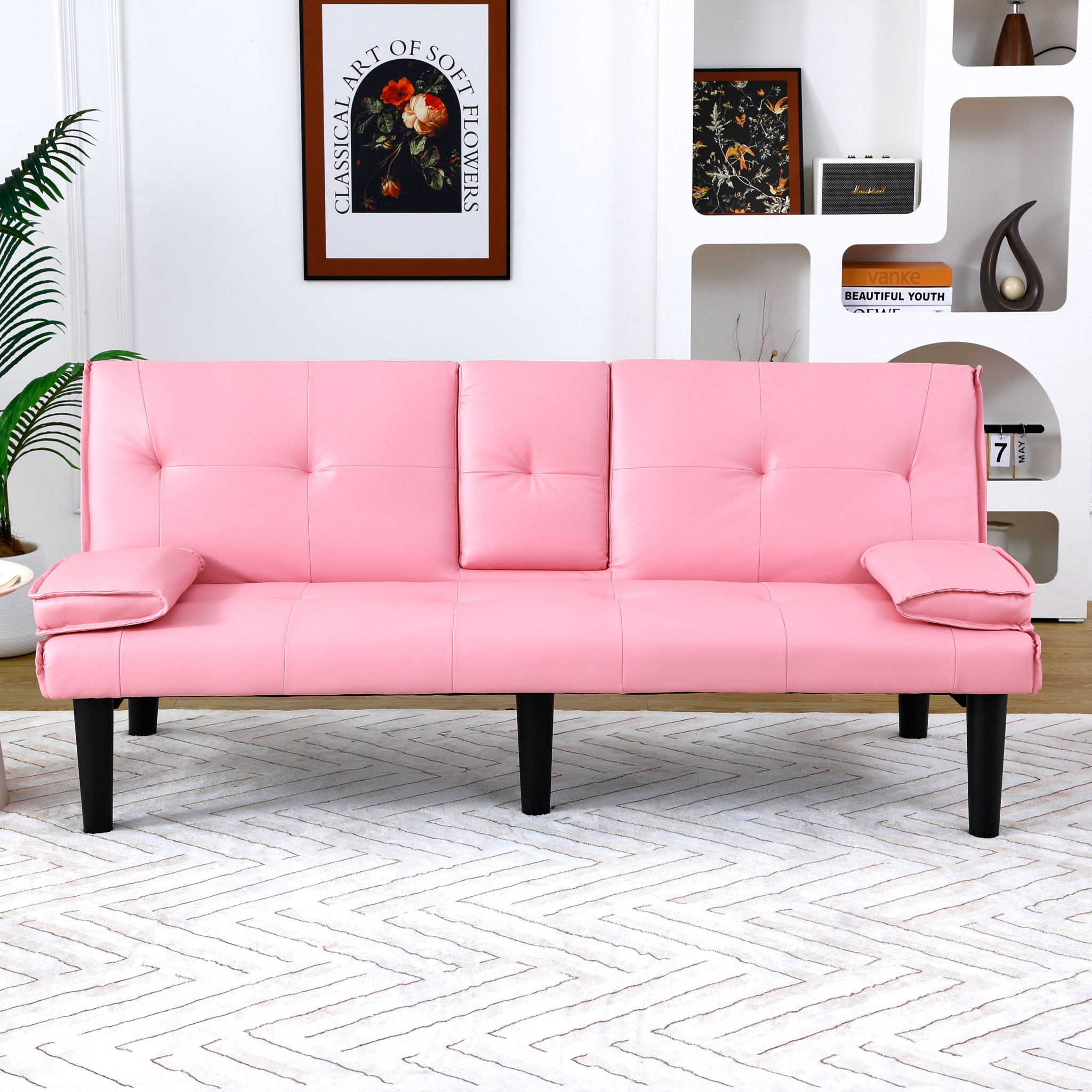 Sofa Bed With Foldable Design And Cup Holder by Unique Piece Furniture