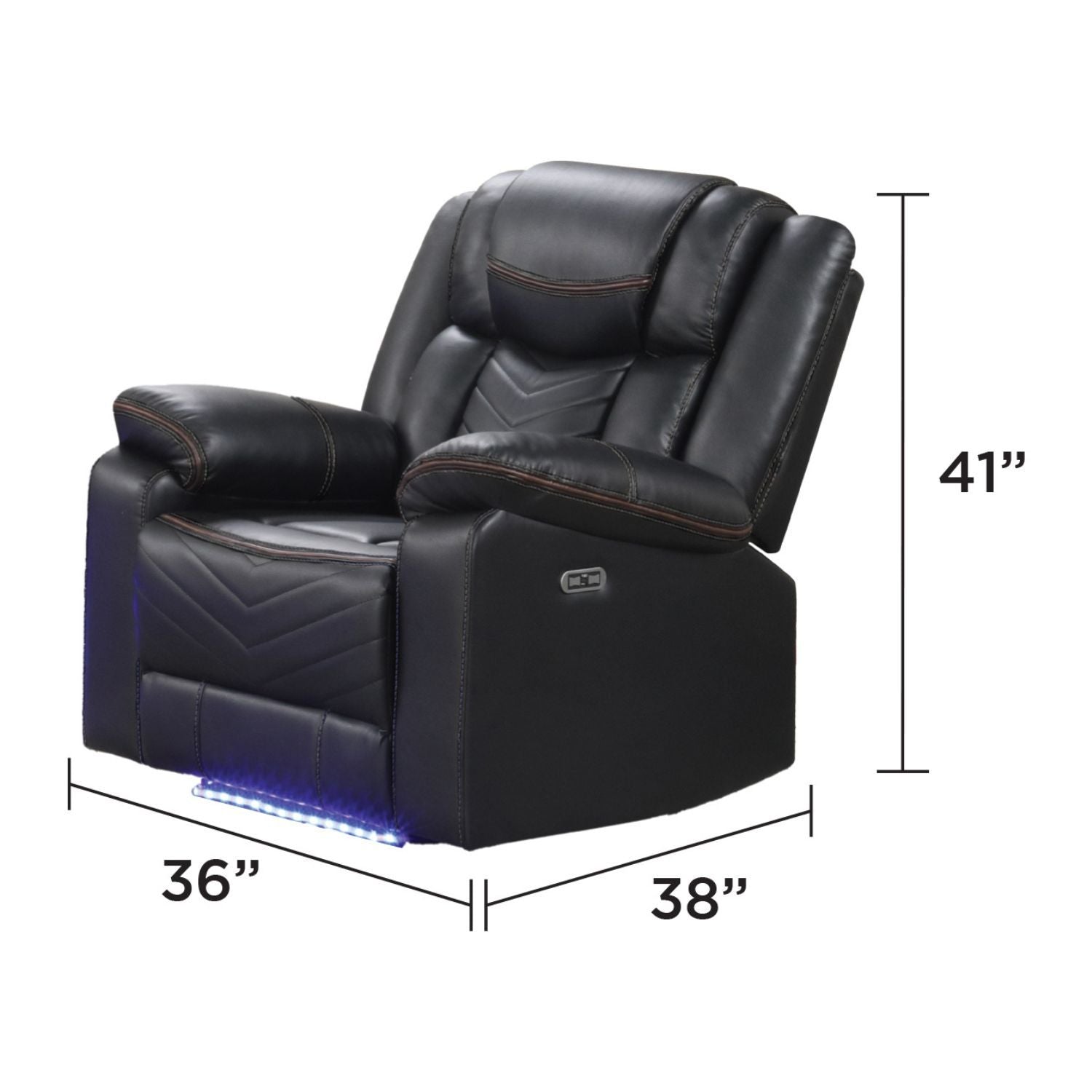 Challenger - LED Power Recliner Chair by Unique Piece Furniture