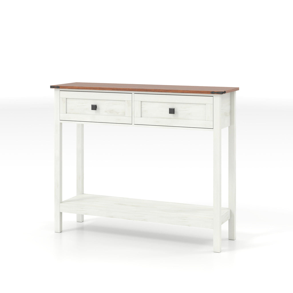 Farmhouse Style Console Table With 2 Drawers And Bottom Storage Shelf by Unique Piece Furniture