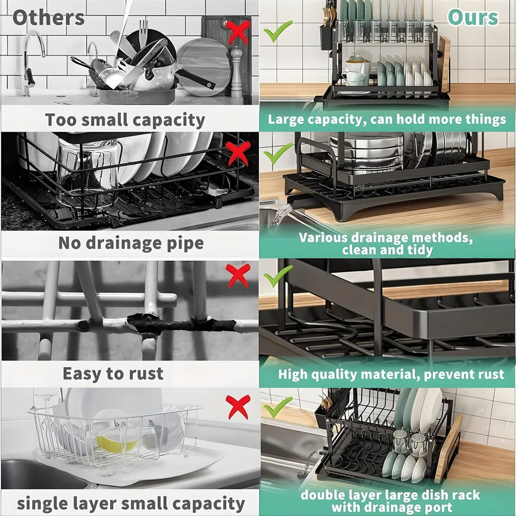 Black Metal Dish Rack – 2-Layer / 3-Layer by DailySale