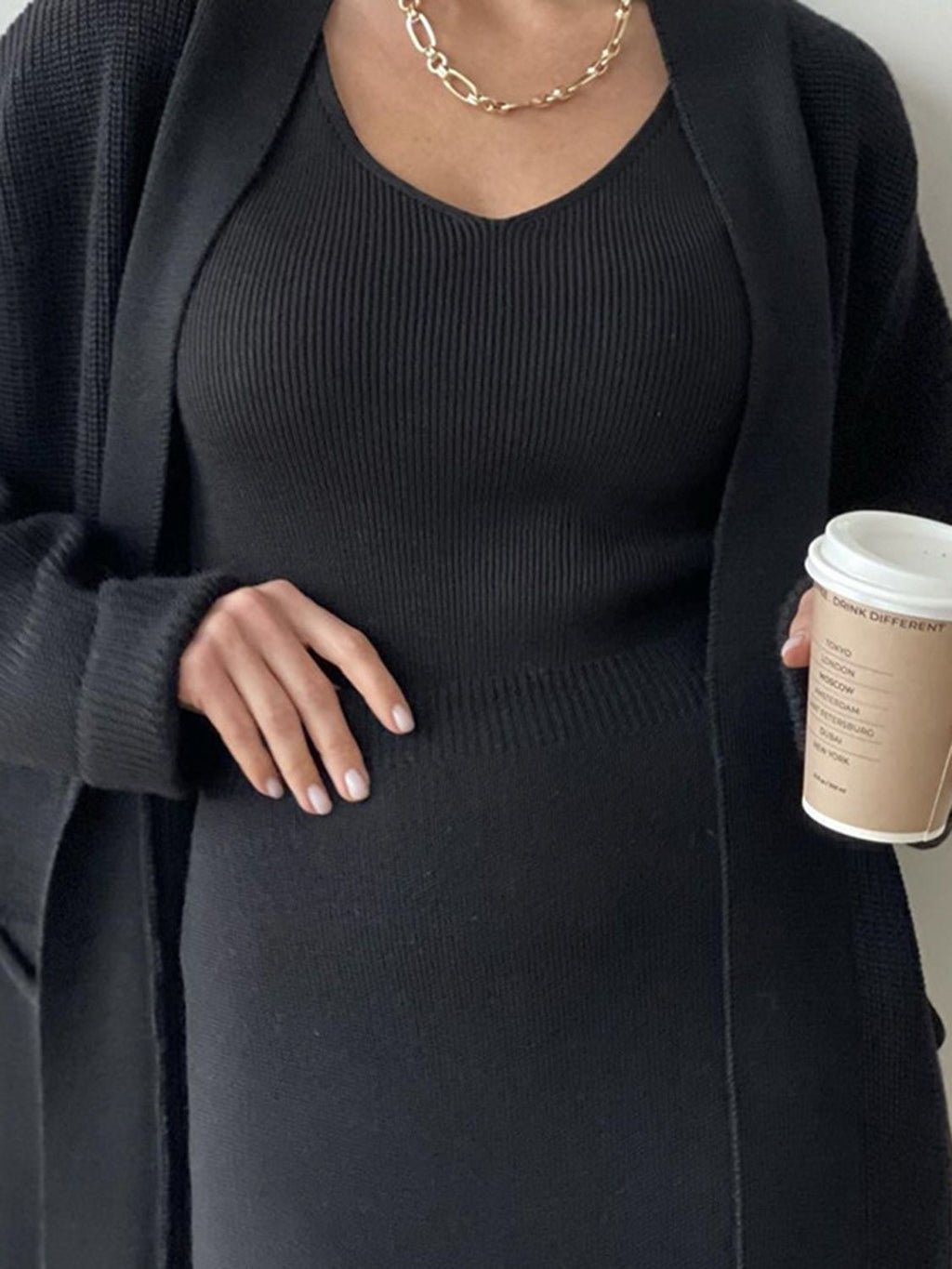 Pocketed Long Sleeve Cardigan and Skirt Sweater Set by Wild and Free Boutique