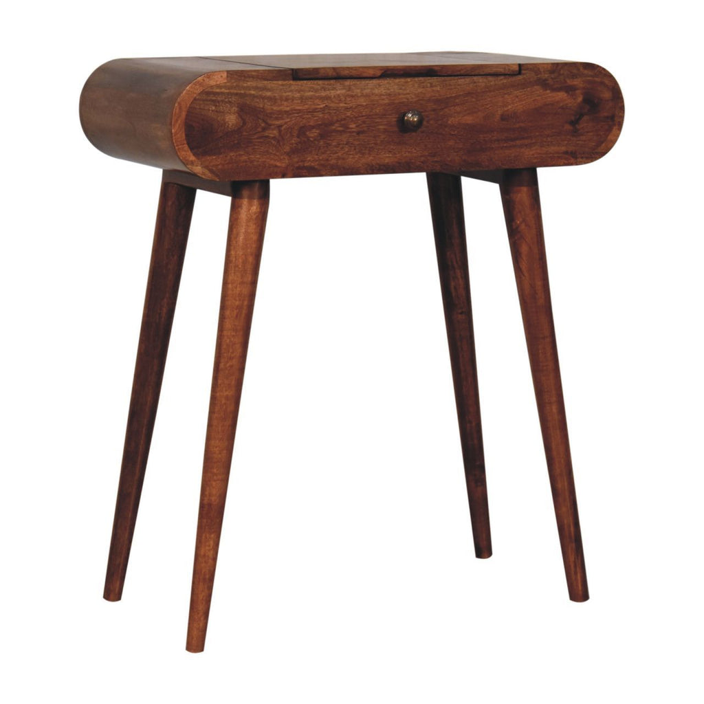 Mini Dressing Table With Foldable Mirror - Caramel by Unique Piece Furniture