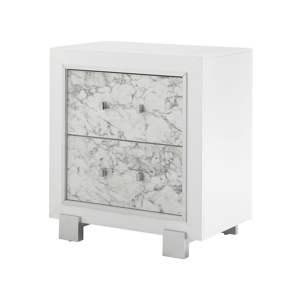 Skye - Marble Nightstand - White by Unique Piece Furniture