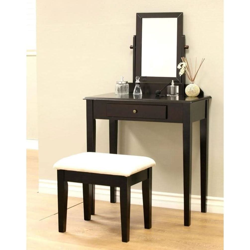 Espresso Transitional Vanity Set With Mirror For Home Use by ShipItFurniture