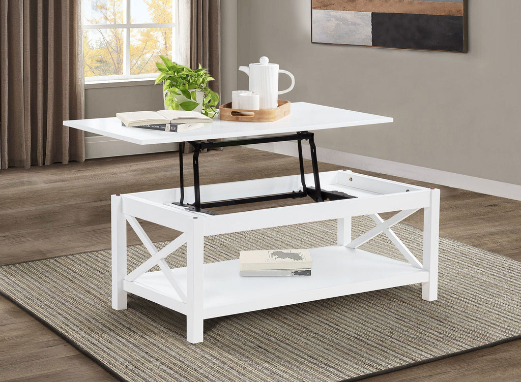Skyview 44-inch Rectangular Lift Top Coffee Table White by Unique Piece Furniture
