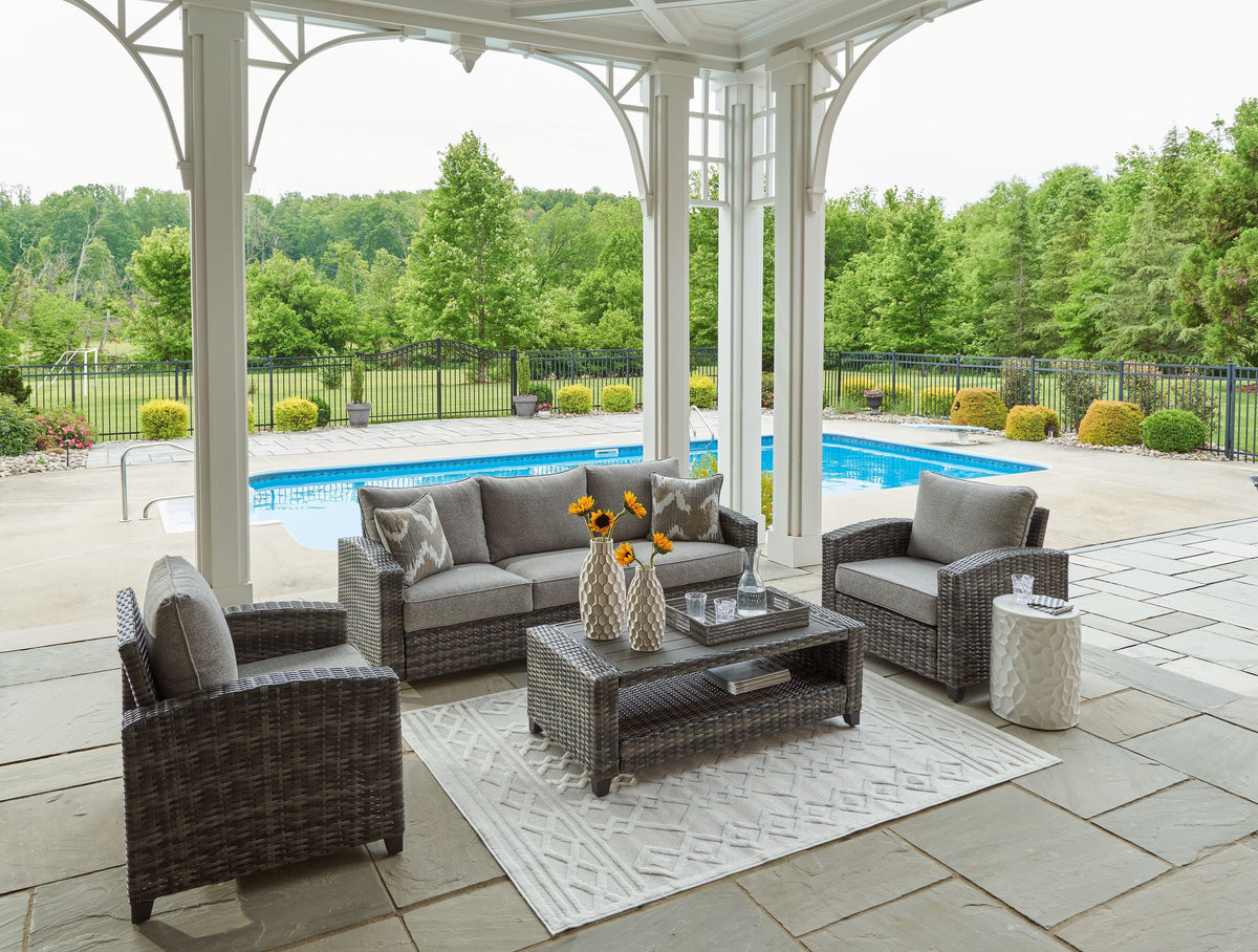 Oasis Court - Sofa, Chairs, Table Set (Set of 4) - Gray by Unique Piece Furniture