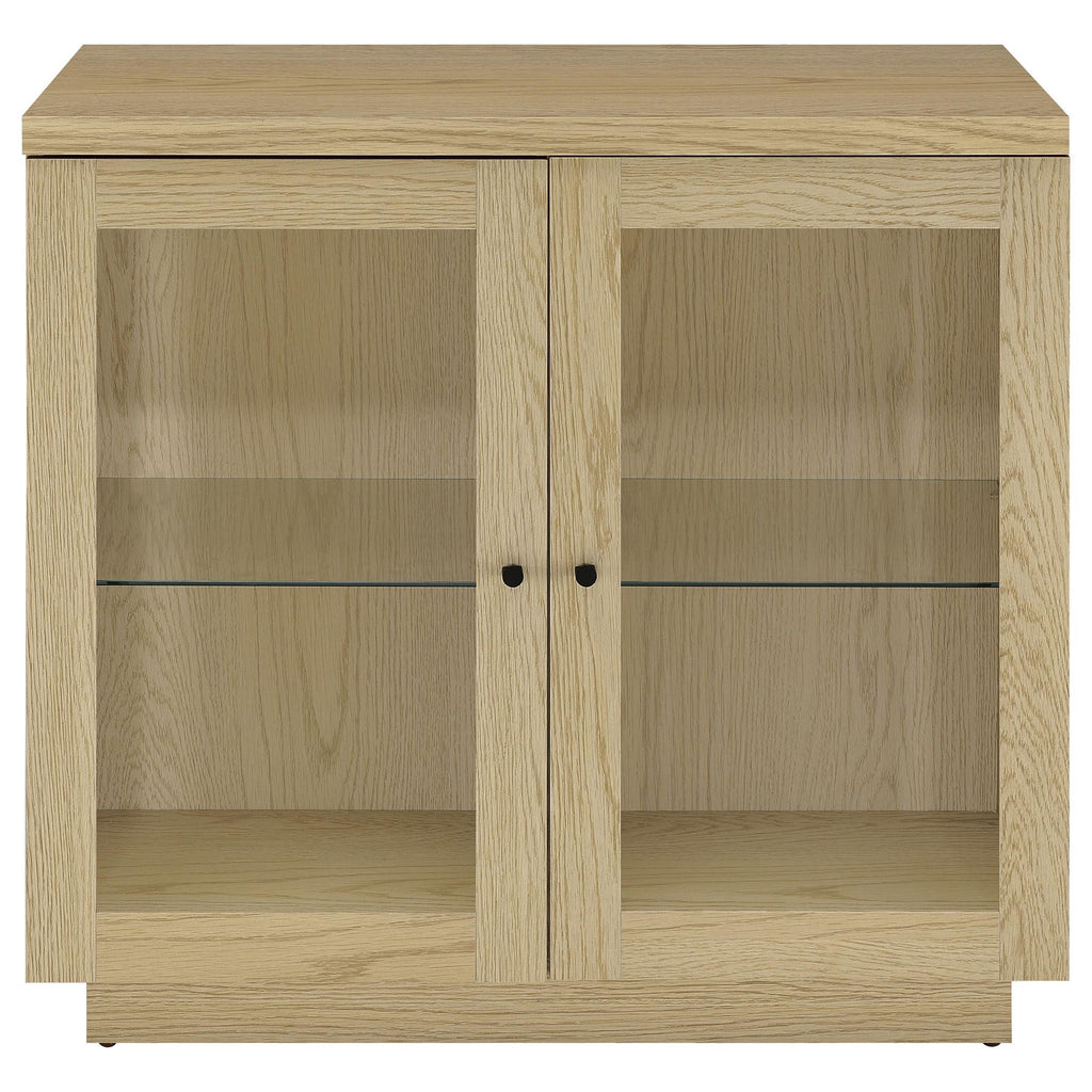 Tilbury 2-door Glass Front Accent Display Cabinet Light Oak by Unique Piece Furniture